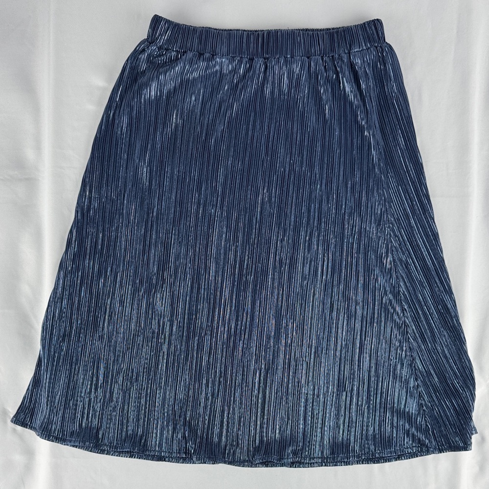 NWT LOFT Navy Shimmer Micro Pleat Skirt